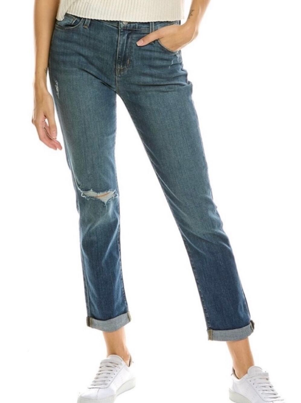 Hudson Natalie Midrise Slim Boyfriend Crop Jeans in Lily Size 29